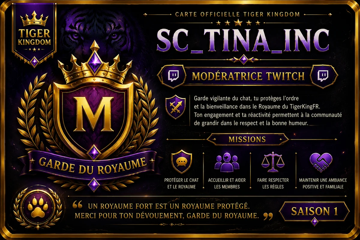 Carte officielle SC_TINA_INC